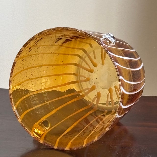 Vintage 1970s Venini for Disaronno Murano Glass Ice Bucket, Amber & White For Sale - Image 12 of 17