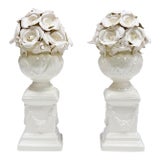 Vintage Porcelain Capodimonte Style Floral Topiaries, a Pair For Sale
