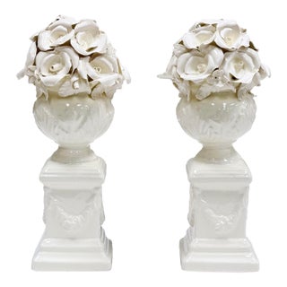 Vintage Porcelain Capodimonte Style Floral Topiaries, a Pair For Sale