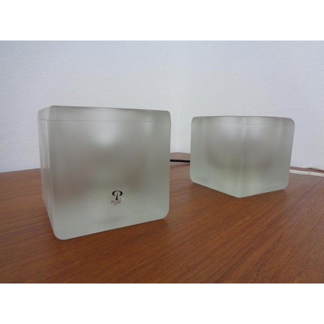 Glass Cube Table Lamps from Peill & Putzler, 1970s, Set of 2 For Sale - Image 9 of 18