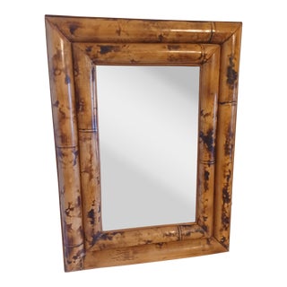 Vintage Chunky Chinese Natural Bamboo Mirror For Sale