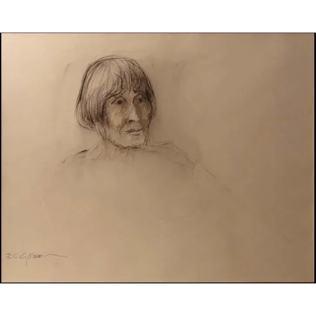 "Untitled" 1973 by R.C Gorman Original Charcoal on Paper Hand signed by the artist It is museum mounted, matted and has a...