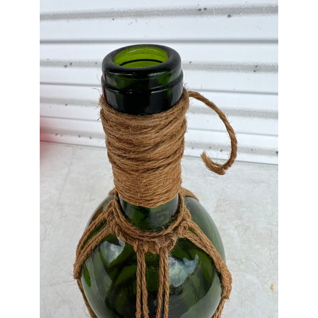 Mid-Century Modern Mid Century Vintage Green Bottle With Macrame Rope Decanter,Vase For Sale - Image 3 of 5
