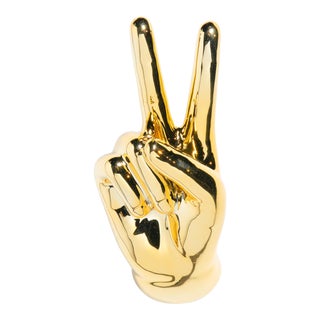 Interior Illusions Plus Gold Peace Hand Wall Mount - 9" tall For Sale