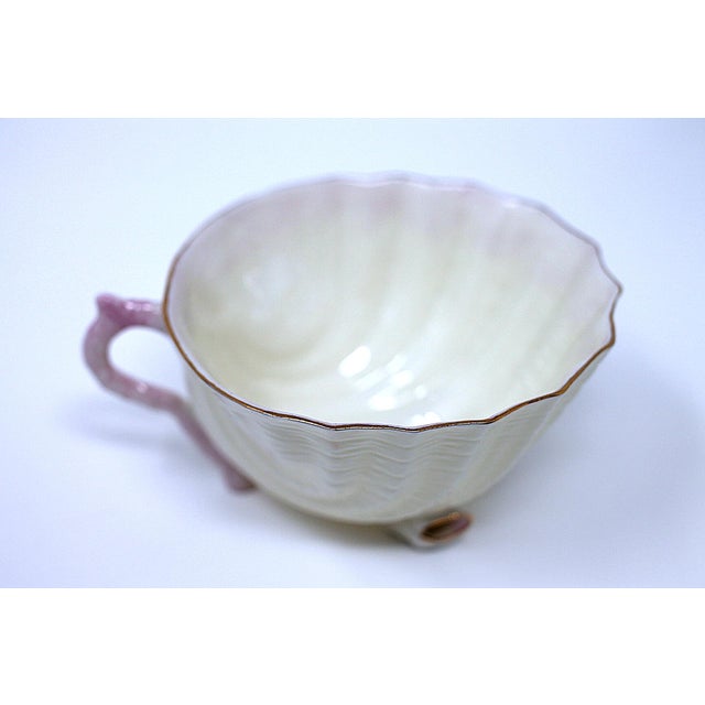 Coastal Vintage Belleek Neptune Teacup & Saucer For Sale - Image 3 of 6