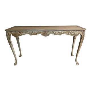 Late 20th Century French Carved Antiqued Console Table For Sale