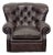 Restoration Hardware Churchill Brown Leather Lounge Chair With Rolled Arms For Sale