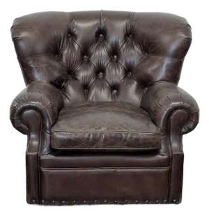 Restoration Hardware Churchill Brown Leather Lounge Chair With Rolled Arms