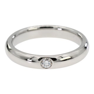 Platinum 950 Harry Winston Natural Single Diamond Band Ring, Size 3.5 For Sale