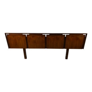 Mid 20th Century Helen Hobey Walnut Square Panel Headboard Attributed to Baker Furniture For Sale