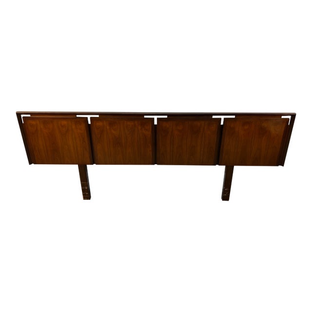 Mid 20th Century Helen Hobey Walnut Square Panel Headboard Attributed to Baker Furniture For Sale