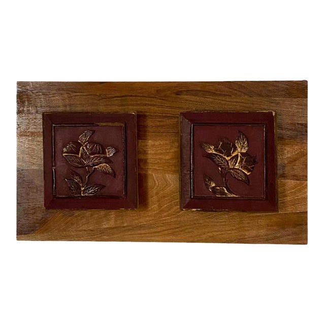 Architectural Wall Art – Antique Chinese Carved Giltwood Panel, c.1920 For Sale