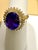 Metal 6.2 Carat Oval Tanzanite & 1 Ct Diamond Ring 14 Karat Yellow Gold, Estate, S 7 For Sale - Image 7 of 8