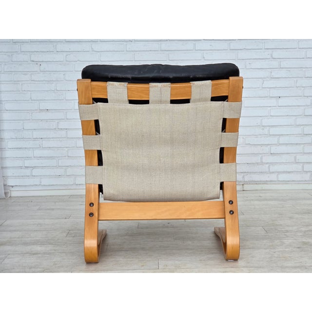 Norwegian Model Kengu Armchair in Leather and Bentwood from Rybo Rykken & Co, 1970s For Sale - Image 13 of 18