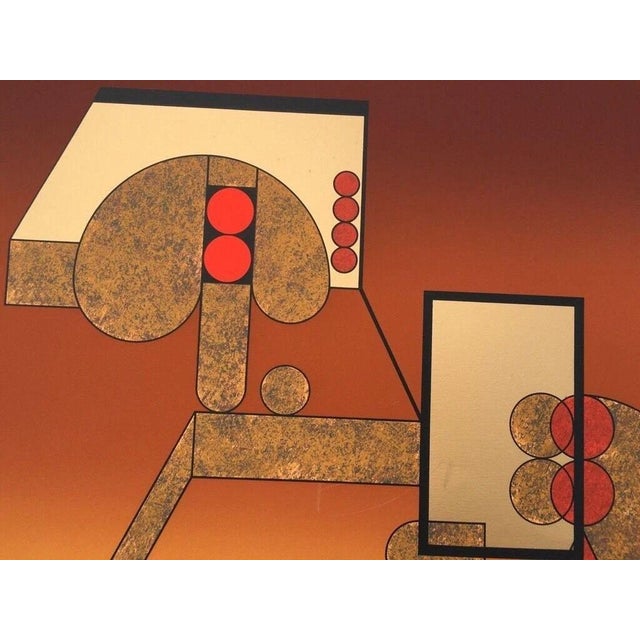 Emmanuel Babled Felguérez Barra Manuel, Abstraction Gold Embossing 32/50 Forms, 1970s, Lithograph For Sale - Image 4 of 13