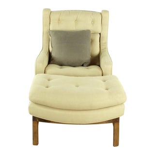 Modern Dunbar Wing Chair & Ottoman For Sale