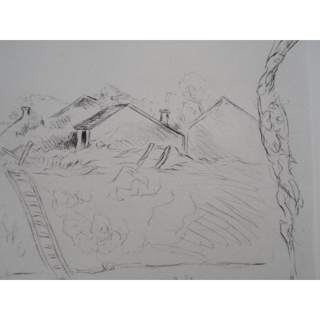 Lucien Mainssieux, Berry Farmyard, Original Signed Etching, 1949 For Sale - Image 6 of 7