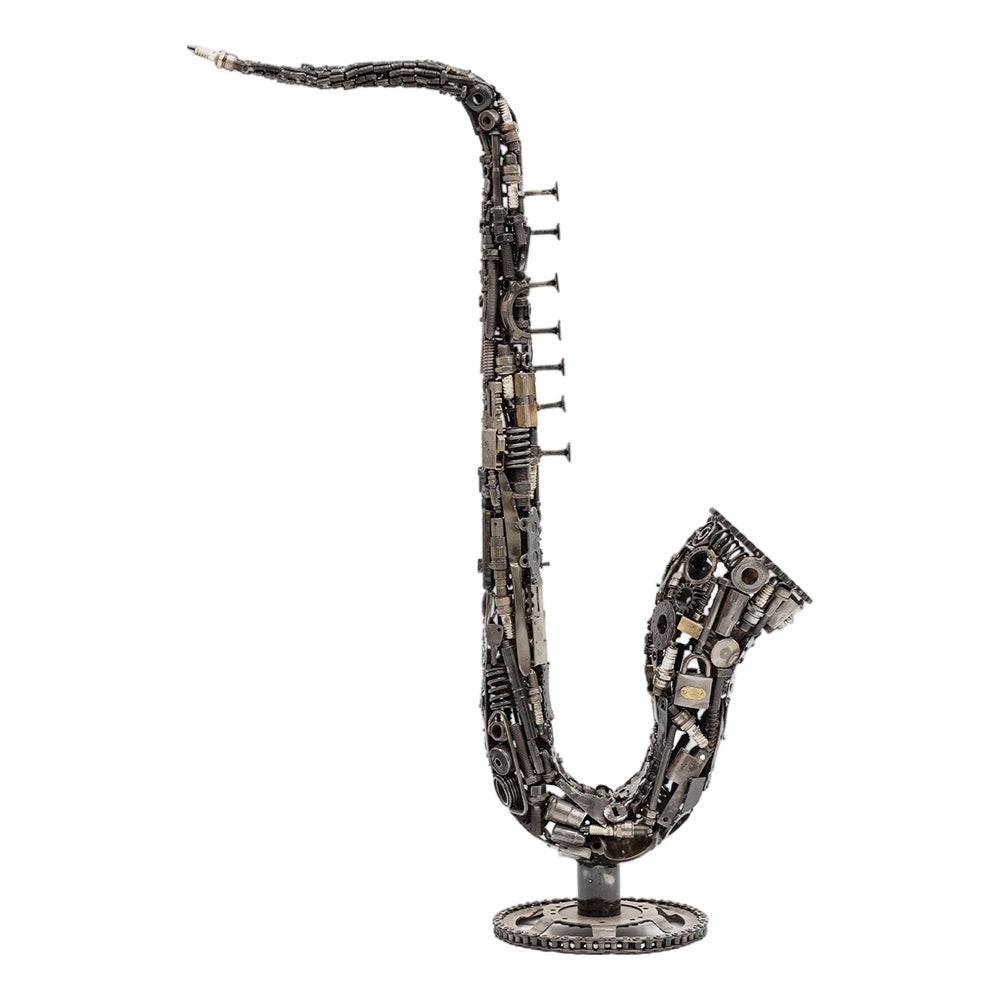 Industrial Metal Saxophone Sculpture by Azele Studio | Chairish