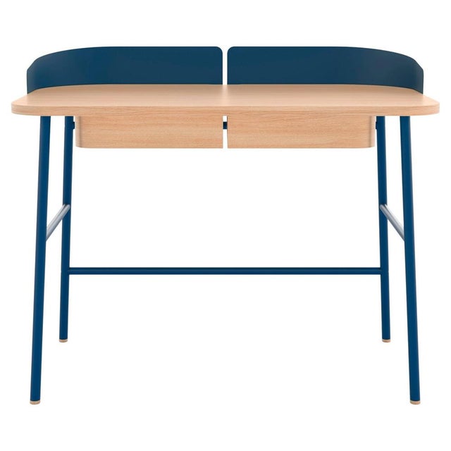 Blue Blue Metal Victor Desk in Natural Oak by Harto For Sale - Image 8 of 8