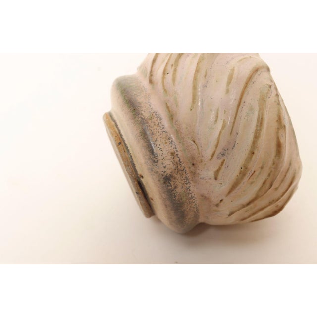 Vintage Diminutive Pink Matte Glazed Incised Ceramic Bud Vase by Deanna Nichols For Sale - Image 11 of 13
