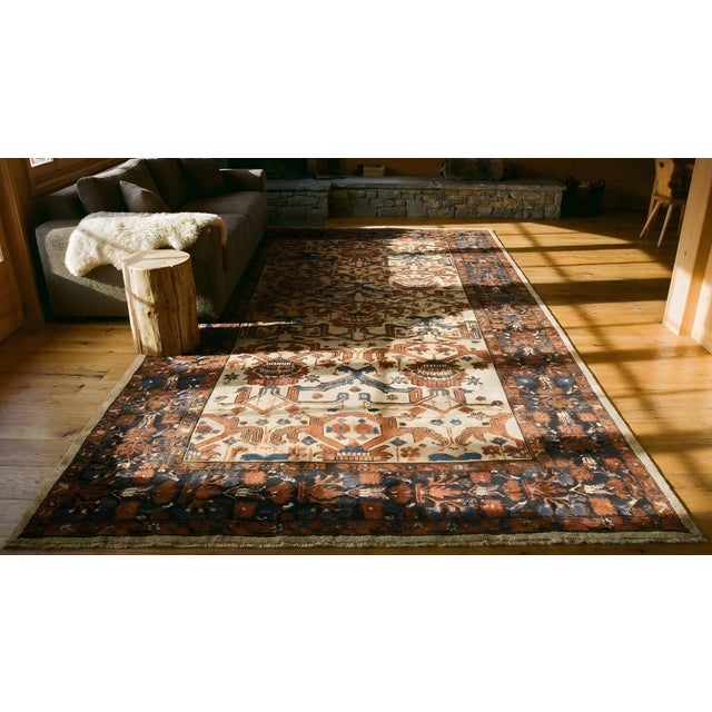 Breathtaking Antique Persian Bakshaiesh Rug on Ivory Background Color With Geometric Design For Sale - Image 15 of 15