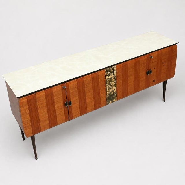 Italian Sideboard with Glass Top in the Style of Vittorio Dassi For Sale - Image 4 of 8