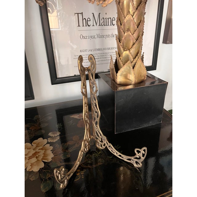 Mid-20th Century Hollywood Regency Brass Easel Plate/Art Display For Sale - Image 4 of 10