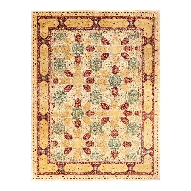 Ivory Mogul, One-of-a-Kind Hand-Knotted Area Rug in Ivory, 9' 3" x 12' 3" For Sale - Image 8 of 8