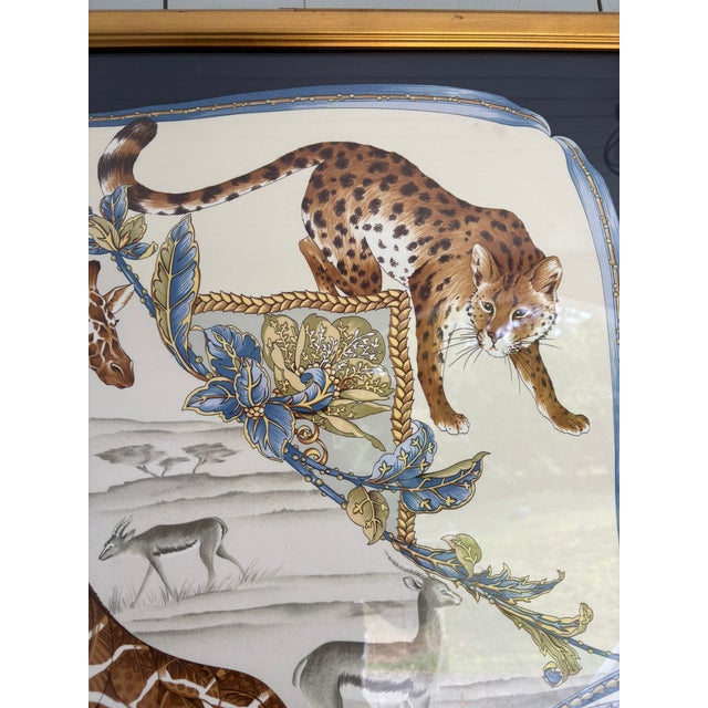 Salvatore Ferragamo Framed Salvatore Ferragamo Vintage Safari Silk Scarf, Circa 1990s For Sale - Image 4 of 7