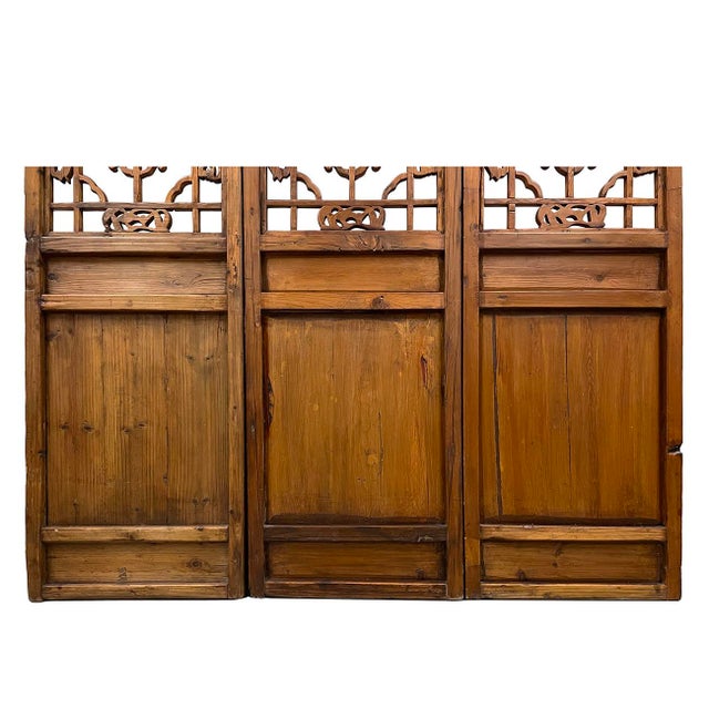 Late 19th Century Antique Chinese Handcrafted 3 Panel Wooden Screen/Room Divider For Sale - Image 13 of 13