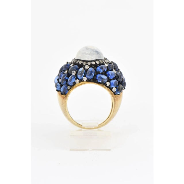Early 21st Century Moonstone, Kyanite and Diamond Cocktail Ring Size 7.25 For Sale - Image 5 of 8