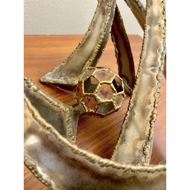 Metal Brutalist Mid Century Mixed Metal Orb Sculpture | by Monk 1975 For Sale - Image 7 of 11
