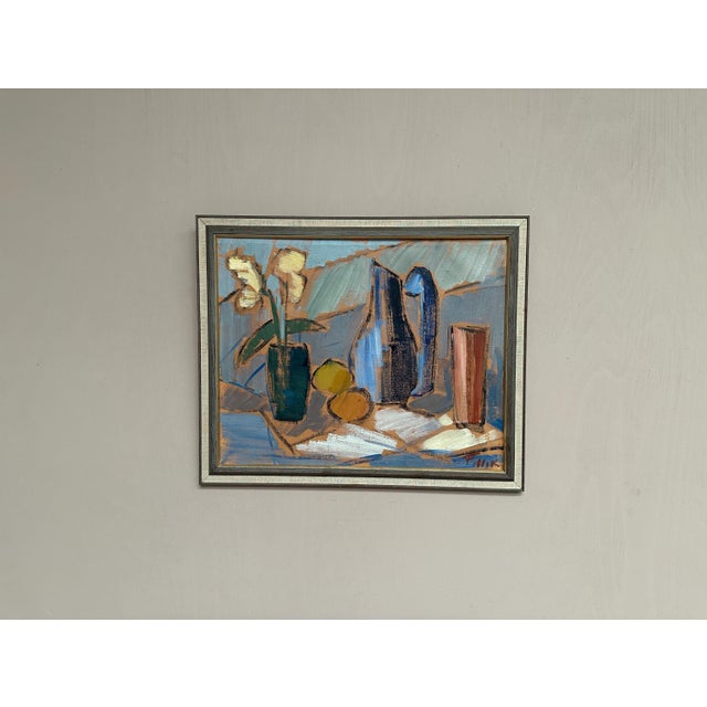 Original Swedish Oil on Canvas – “Tabletop” by Gösta Falck – Signed – Vintage & Framed – 52 × 43 cm (20.5" × 16.9") incl....