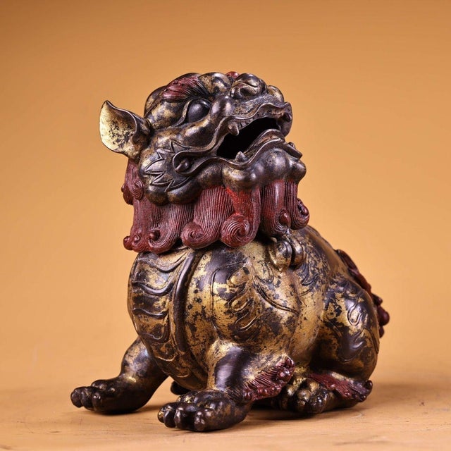 Metal Gilt Bronze Pixiu Incense Burner – High Relief Mythical Beast Censer For Sale - Image 7 of 7