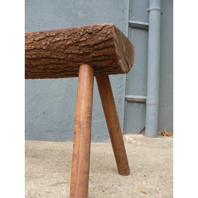 Antique Rustic Farmhouse Wooden Bench For Sale - Image 9 of 10