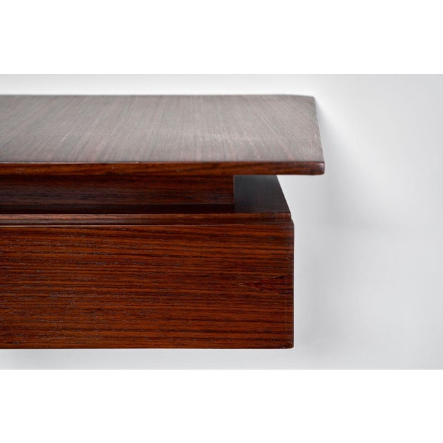 1960s Pair of Petite Danish Modern Single-Drawer Floating Nightstands in Rosewood For Sale - Image 15 of 18
