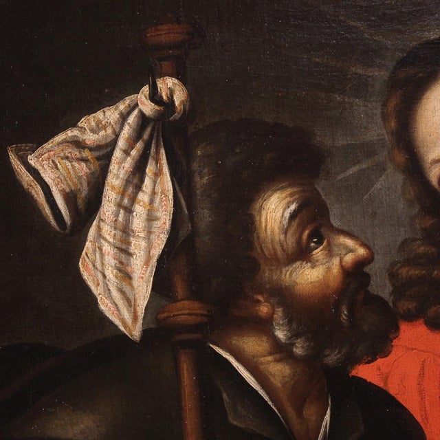 Spanish Artist, Christ and the Disciples of Emmaus, 1640, Oil on Canvas For Sale - Image 12 of 15