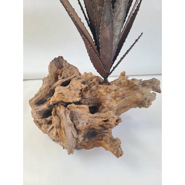 Copper Tall Vintage Copper Agave Sculpture on Driftwood For Sale - Image 8 of 12