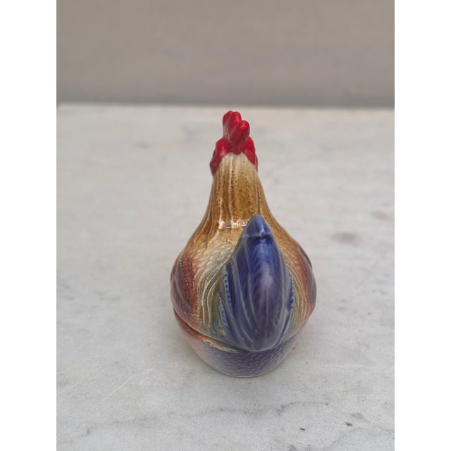 Very rare Small Majolica rooster Tureen Caugant, circa 1950. Could be a prototype for the manufacture. Miniature tureen H...