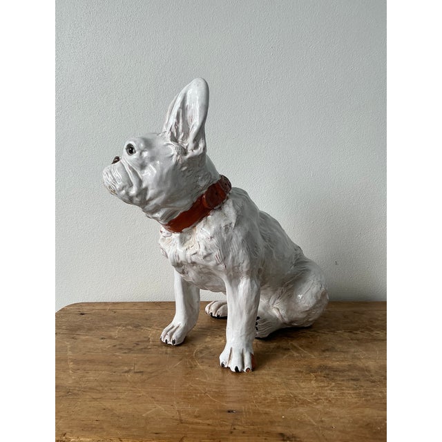 Vintage Regency Italian Glazed Ceramic Bull Dog For Sale - Image 9 of 9