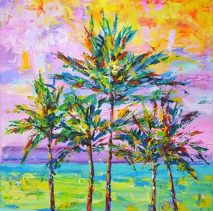 California Palms 2.Original Contemporary Hand Painting