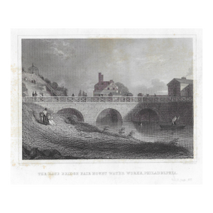 Antique Fairmount Waterworks Philadelphia Engraving