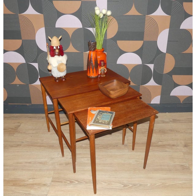 Scandinavian Teak Nesting Tables by Bertil Fridhagen for Bodafors, 1960s, Set of 3, in Good conditions. Designed 1950 to...