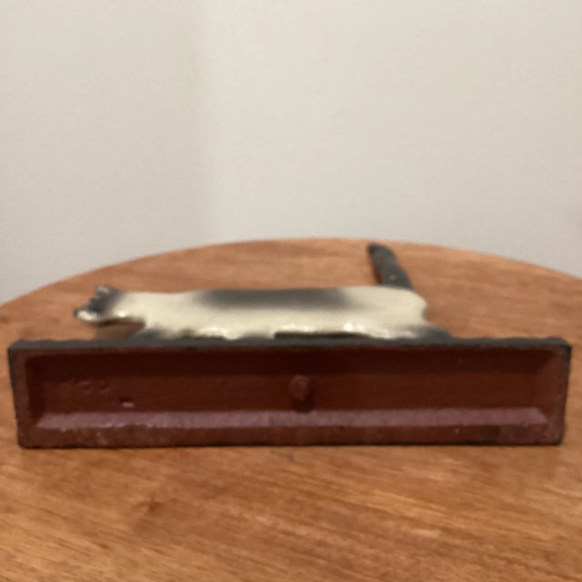 Vintage Mid 20th Century Cast Iron Doorstop Figurine Cat Multi Color Kitty Kat Decorative Art Statue For Sale - Image 9 of 13