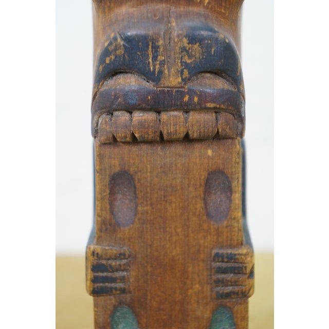 Mid 20th Century Northwest Coast Native American Haida Tiki Totem Pole Sculpture 16" For Sale - Image 11 of 13