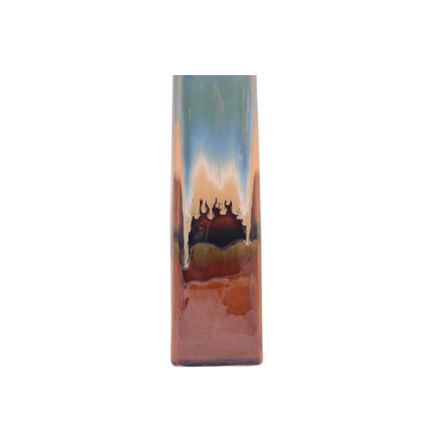 Aqua Drip Glaze 18" Spire Stoneware Vase For Sale - Image 4 of 5