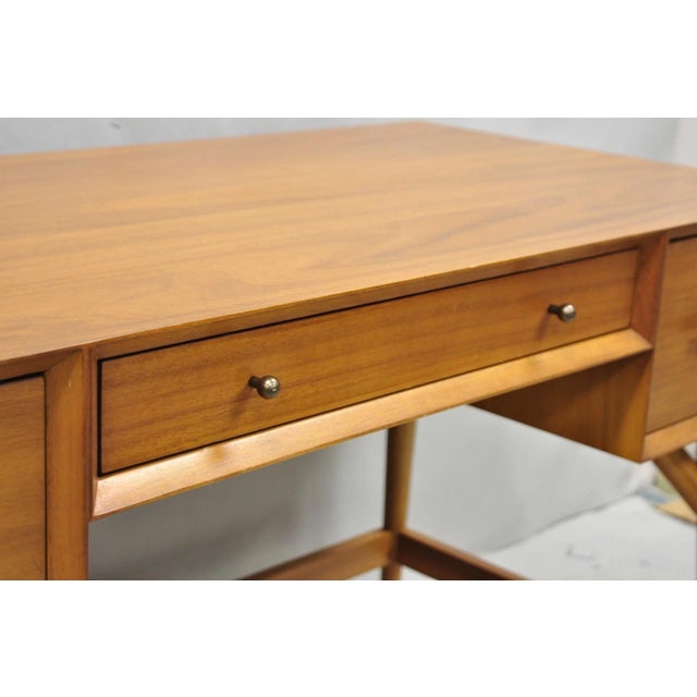 Early 21st Century West Elm Williams Sonoma Mid Century Modern Acacia Teak Style Writing Desk (B) For Sale - Image 5 of 16
