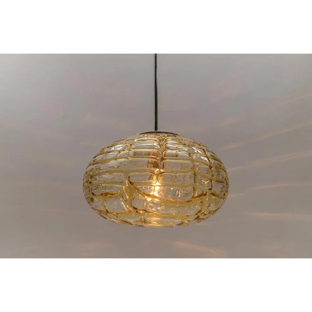 Large Oval Yellow Murano Glass Ball Pendant Lamp from Doria Leuchten, Germany, 1960s For Sale - Image 9 of 11
