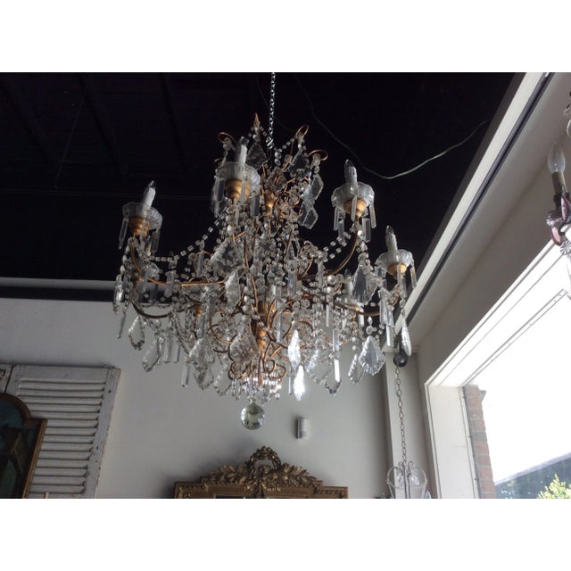 Traditional Large Vintage Italian Beaded Chandelier For Sale - Image 3 of 6