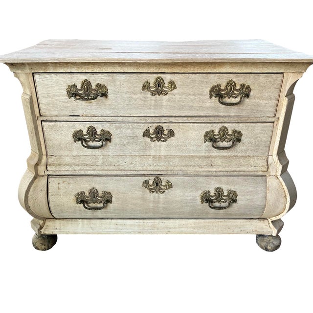 Baroque 19th Century Bleached Oak Dutch Bombay Chest of Drawers For Sale - Image 3 of 18